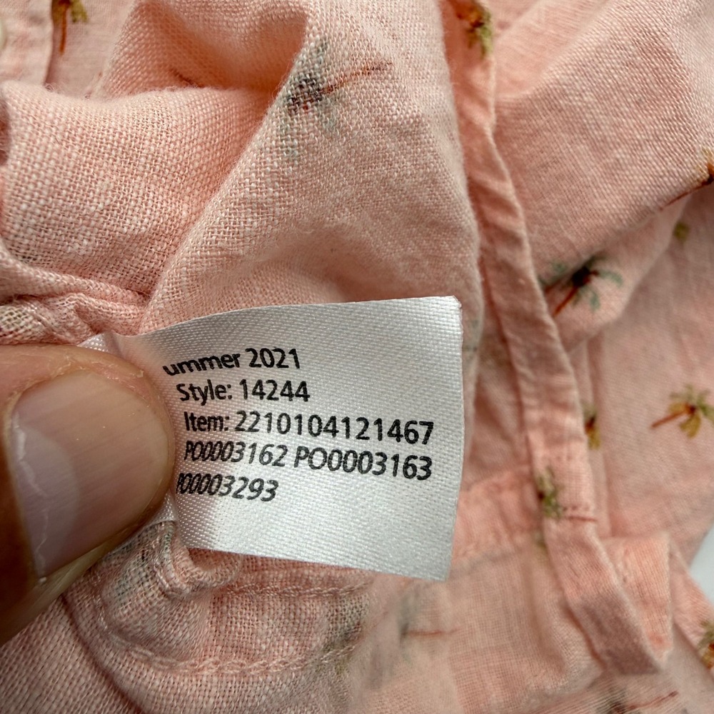 Marine Layer Button Down Men Large Pink Palm Tree Embroidered Short Sleeve 14244 - Picture 6 of 9